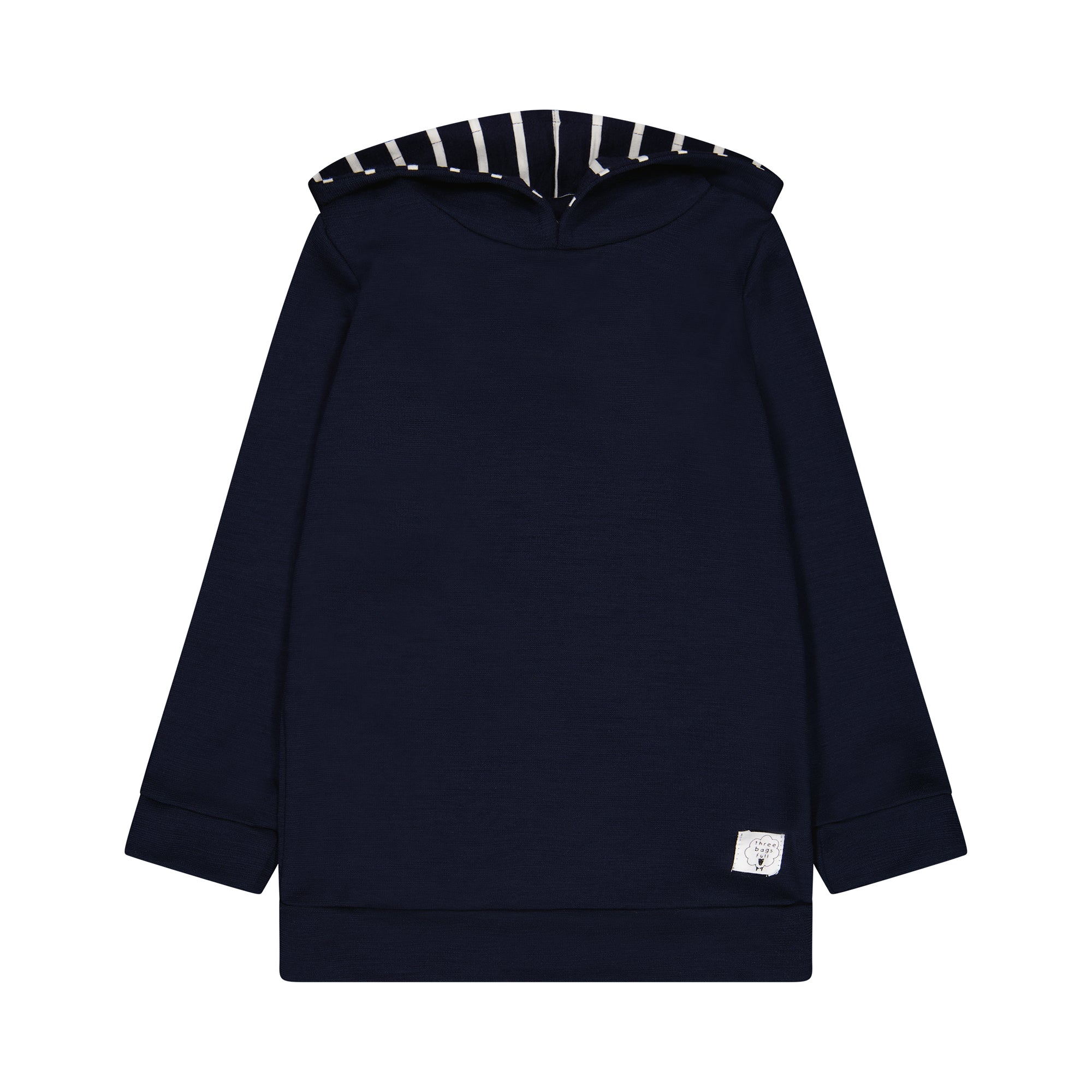 Hoodie - Navy with White Stripe